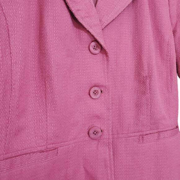 Vintage Merona | Linen Bubblegum Pink Three Button Front Blazer with Pockets - Picture 3 of 14
